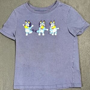 Bluey T-Shirt Cartoon Graphic Tee‎ Short Sleeve Top Kids Blue 4T